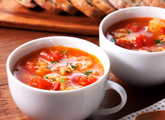 キャベツ・トマト・卵の3色スープ イメージ