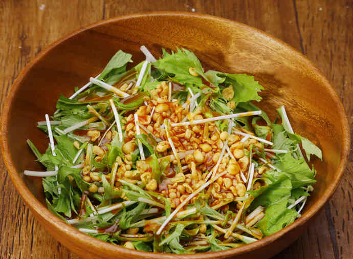 やみつき水菜サラダ（背徳のピリ辛ラー油味）