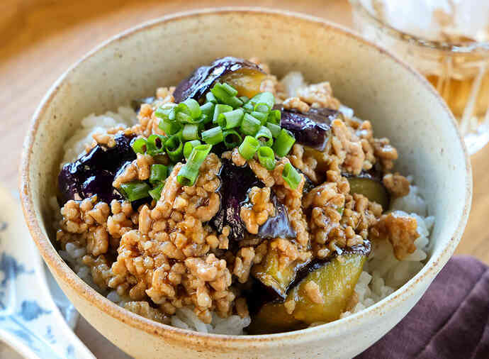 Mizukiのなすとひき肉のみそたれ丼