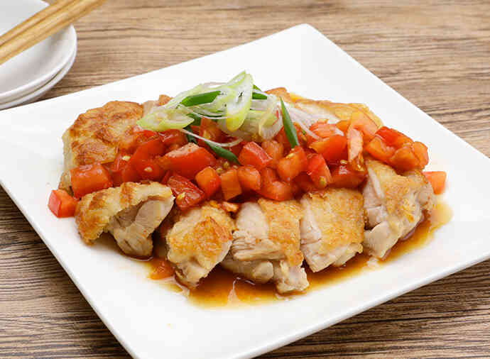 ジャントマ生だれで食べるチキンソテー