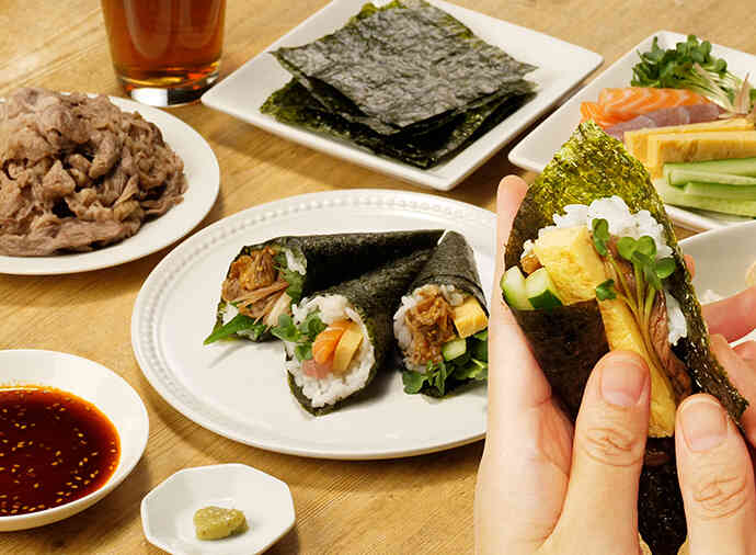 ジャンで食べる焼肉手巻き寿司