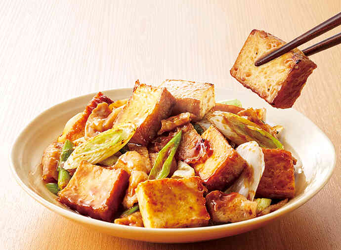 厚揚げと豚肉の味噌炒め