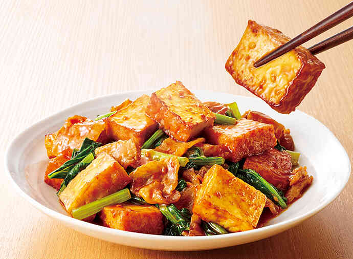 厚揚げと豚肉の甘辛炒め