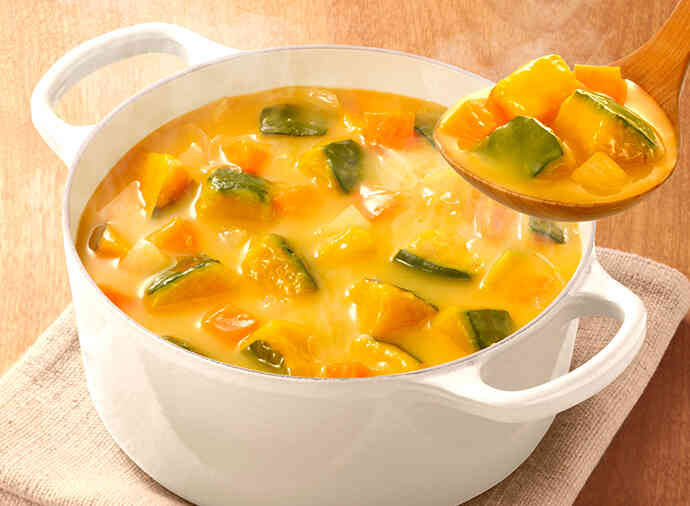 皮ごとかぼちゃで作る豆乳ポタージュ