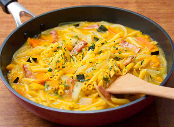 具だくさんワンポットSoupパスタ~かぼちゃポタージュ仕立て~