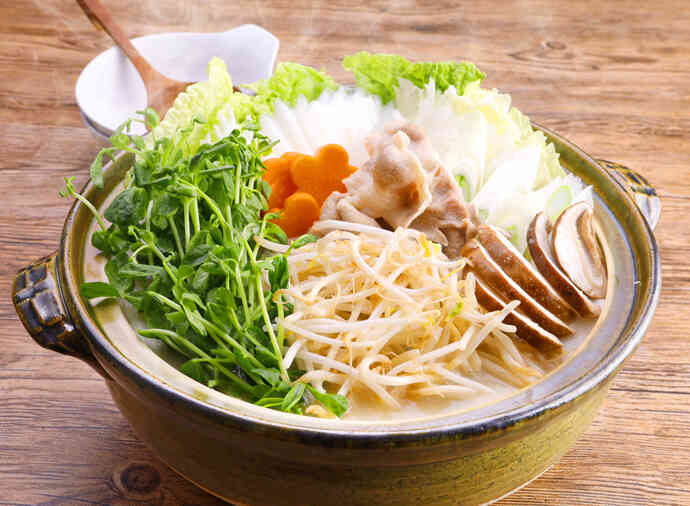 白湯豆苗もやし鍋