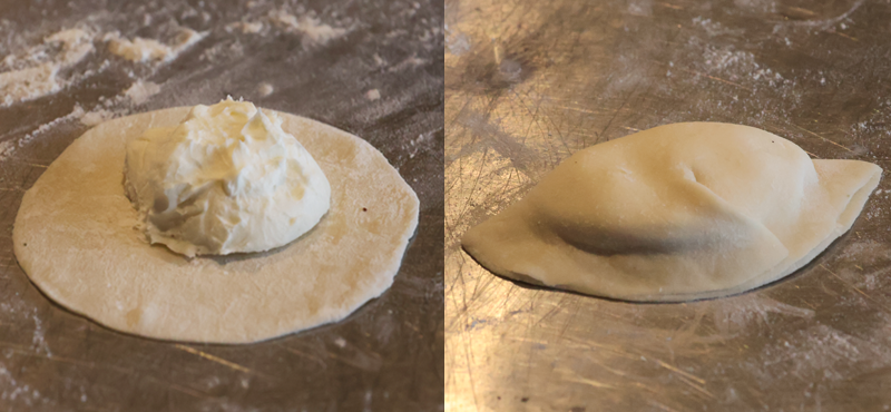 チーズとイチゴを使ったスイーツ餃子