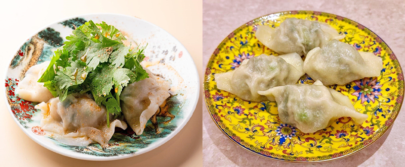 パクチー水餃子とピーマン水餃子